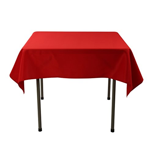 Product Cover Waysle 52 x 52-Inch Square Tablecloth, 100% Polyester Washable Table Cloth for Square or Round Table, Red