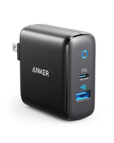 Product Cover Wall Charger USB C, Anker 30W 2-Port Compact Type C USB Charger with 18W Power Delivery and 12W PowerIQ, PowerPort PD 2 with LED Indicator for iPad Pro 2018, iPhone XS/XS Max/XR/X/8/7, Pixel, and More