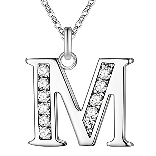 Product Cover Academyus Simple Shiny Zircon 26 English Letters Pendant Women Men Necklaces Jewelry Gift M