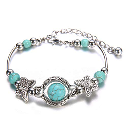 Product Cover YouCY Creative Ethnic Turquoise Butterfly Bracelet for Women Gift Bracelet Anniversary Christmas Valentine's Day Gifts