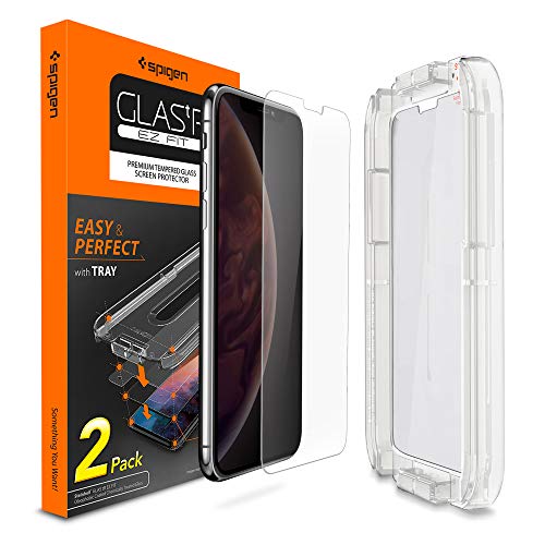 Product Cover Spigen Tempered Glass Screen Protector [Installation Kit] Designed for iPhone Xs/iPhone X [2 Pack] - Sensor Protection
