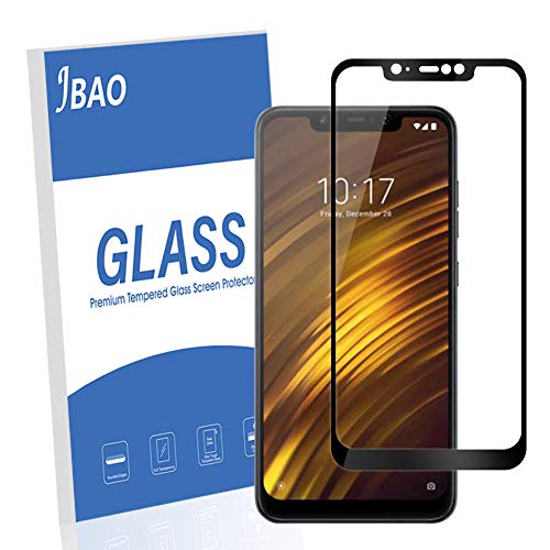 Product Cover [2-Pack]Jbao Direct Xiaomi Pocophone F1 Screen Protector, 9H Hardness [Scratch Resistant][Anti-Fingerprint] [Bubble Free][Ultra Thin][Full Screen Coverage]Tempered Glass for Xiaomi Pocophone F1(Black)