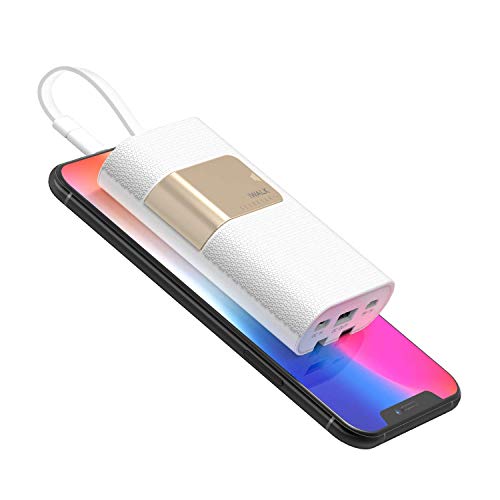 Product Cover iWALK USB C 10000mAh Portable Charger with Built in Cables,18W PD and QC3.0 Power Bank Compatible with iPhone 11 pro max Xs/X 8 7 Plus,Samsung Galaxy,Nintendo Switch and More,White