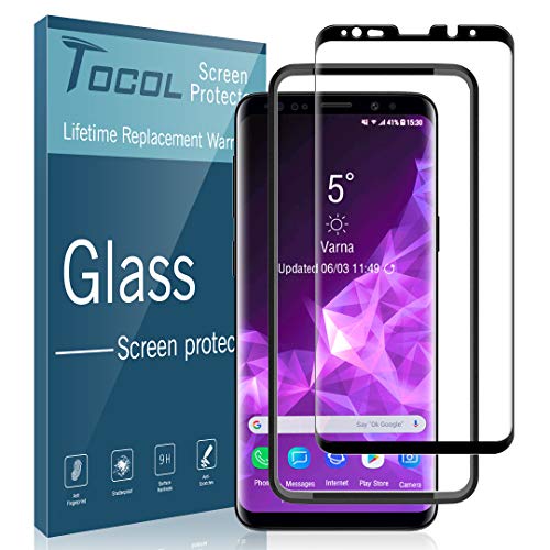 Product Cover TOCOL for Samsung Galaxy S9 Screen Protector 9H Hardness Tempered Glass HD Clear 3D Curved [Anti-Scratch Anti-Bubble] with Easy Installation Tray
