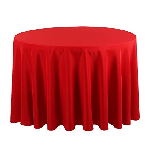 Product Cover Waysle 120-Inch Round Tablecloth, 100% Polyester Washable Table Cloth for Circular Table, Red