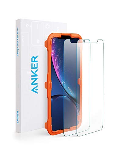 Product Cover Anker GlassGuard Screen Protector for iPhone XR 2018 with Alignment Frame for Easy, Bubble-Free Installation and Double Defence Tempered Glass [Case Friendly] [2-Pack]
