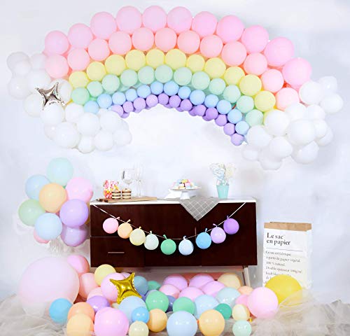 Product Cover HomyBasic 12 in Assorted Pastel Color Balloons for Birthday Parties (Pack of 100 with 50M Ribbon)
