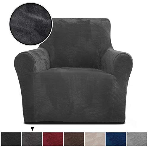 Product Cover Rose Home Fashion RHF Chair Slipcover,Jacquard Stretch Chair Cover,Chair Slip Cover for Leather Couch-Polyester Spandex Slipcovers for Chairs (Dark Grey-Chair)