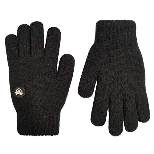Product Cover LETHMIK Kids Touchscreen Knit Gloves,Winter Solid Black Children Warm Thick Fleece Lining Gloves