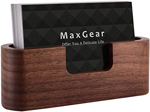 Product Cover MaxGear Business Card Holder Wood Business Card Holder for Desk Business Card Display Holder Desktop Business Card Stand for Office,Tabletop - Oval