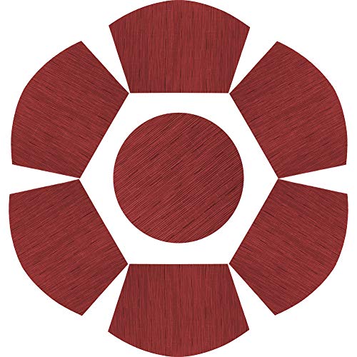 Product Cover REMEE Round Placemats for Dining Table Pack of 6 Wedge Kitchen Place Mats with 1 Round Center Piece Heat Insulation Stain Resistant and Washable Vinyl Place Mats,Set of 7(Wine Red)