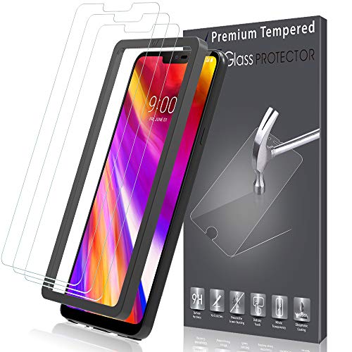 Product Cover [3 Pack] LK Screen Protector for LG G7 ThinQ Tempered Glass (Alignment Frame Easy Installation) DoubleDefence 9H Hardness, Case Friendly