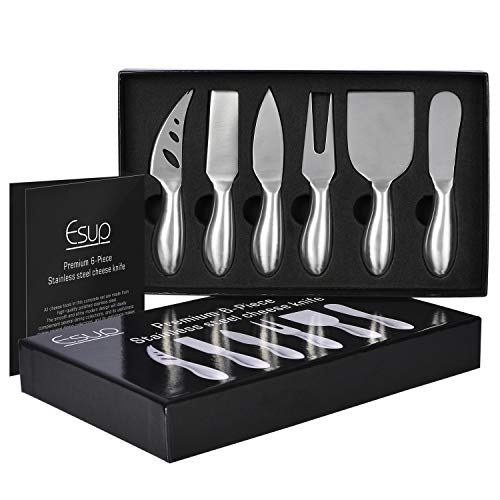 Product Cover Cheese Knife Set, Esup Premium 6-Piece Stainless Steel Cheese knives Set with Gift Box, Perfect Gift for Weddings, Housewarming, Anniversaries, Birthday and Christmas, Perfect Fathers Day Gifts