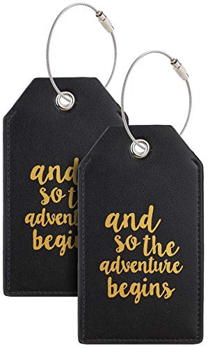 Product Cover Casmonal Luggage Tags with Full Back Privacy Cover w/Steel Loops (black 02 pcs set)