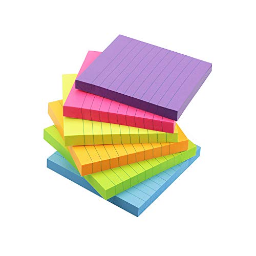 Product Cover Early Buy Lined Sticky Notes 7 Bright Color 7 Pads Self-Stick Notes 3 in x 3 in, 80 Sheets/Pad (Bright 7 Pads)