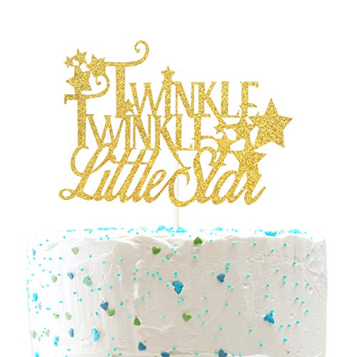 Product Cover Gold Glitter Twinkle Twinkle Little Star Cake Topper - for Baby Shower Birthday Wedding,Engagement,New Years Eve Party Decorations