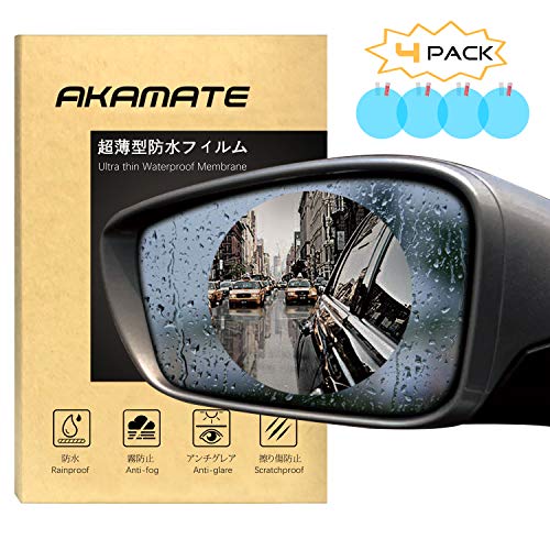 Product Cover Car Rearview Mirror Waterproof Film, AKAMATE Anti-Fog Anti-Glare Anti-Scratch HD Car Window Membrane Rainproof Clear Protective Films Sticker (4 PCS)