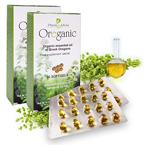 Product Cover Organic Oregano Oil Capsules Blister 30 Softgels Hygiene Pack - 80% Carvacrol - Intestinal Flora Support - Greek Oil of Oregano Natural (2pack)