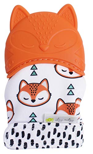 Product Cover Itzy Ritzy Silicone Teething Mitt - Soothing Infant Teething Mitten with Adjustable Strap, Crinkle Sound and Textured Silicone to Soothe Sore and Swollen Gums, Fox