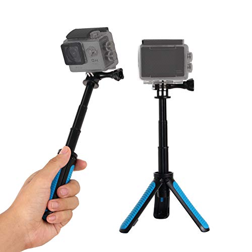 Product Cover SHSHIHONG Mini Telescopic Handheld Pole Selfie Stick Tripod Handheld Monopod for Gopro Shorty GeekPro/GoPro HD Hero 7 6 5 4 3+ 3 2 1, AKASO, SJCAM SJ4000 SJ5000 and Most Action Camera(Blue)