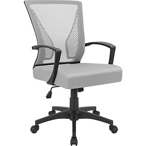 Product Cover Furmax Office Mid Back Swivel Lumbar Support Desk, Computer Ergonomic Mesh Chair with Armrest (Gray)