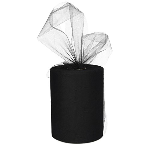 Product Cover Black Tulle Roll Spool 6 Inch x 100 Yards for Tulle Decoration