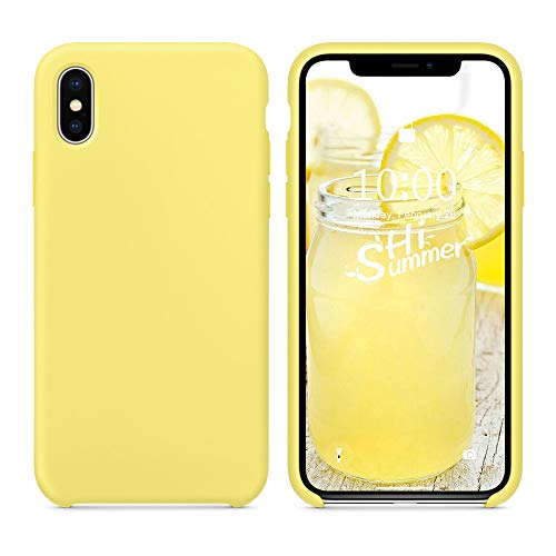 Product Cover SURPHY Silicone Case for iPhone X iPhone Xs Case, Soft Liquid Silicone Shockproof Phone Case (with Microfiber Lining) Compatible with iPhone Xs (2018)/ iPhone X (2017) 5.8 inches (Yellow)