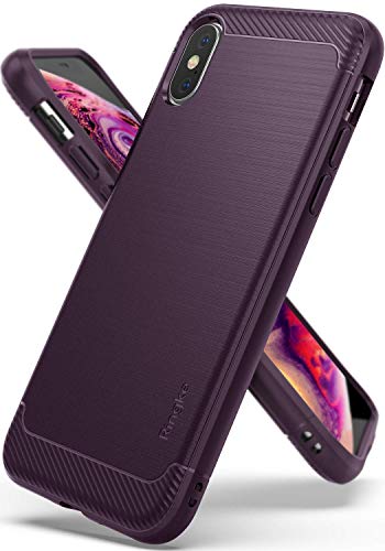 Product Cover Ringke Onyx Case Made for Both iPhone Xs and iPhone X (2018), Bendable Resilient TPU Brushed Metal Design Optimized Smartphone Protection Cover - Lilac Purple