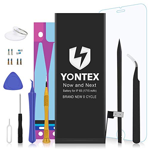 Product Cover YONTEX Battery Replacement Compatible with iPhone 6S, 0 Cycle Battery with Repair Tools, Adhesive Strips and 1 Screen Protector [ 2-Year Warranty ]