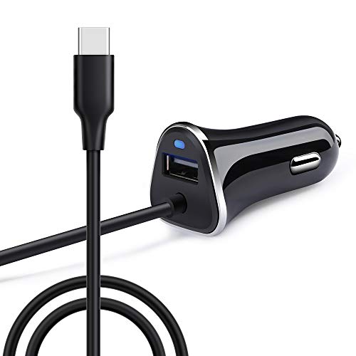 Product Cover Samsung Galaxy S8 Car Charger, Ailkin 3.4A/3ft USB Type C Car Charger Adapter & Power Cable Line for S10 S9 S8 Note 9, Pixel 3XL, LG V40 V30 G7 G6 G5, Google Pixel, Sony Xperia, Xiaomi, Blu Vivo-Black