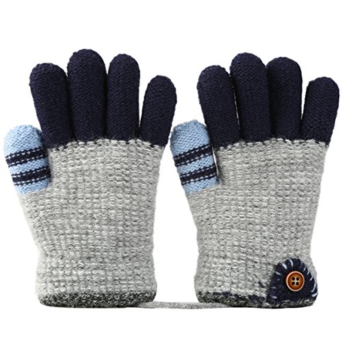Product Cover VBG VBIGER Kids Winter Gloves Girls Boys Warm Knitted Gloves Fleece Lined Full Finger Gloves for Children 3-5 Years Old