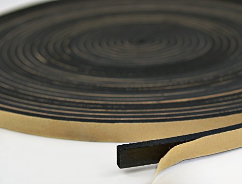 Product Cover Neoprene Foam Weather Seal High Density Stripping with Adhesive Backing 1/2 Inch Wide 1/8 Inch Thick 50 Feet Long