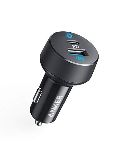 Product Cover Anker Car Charger USB C, 30W 2-Port Compact Type C Car Charger with 18W Power Delivery and 12W PowerIQ, PowerDrive PD 2 with LED for iPad Pro (2018), iPhone XS/Max/XR/X/8/7, Pixel 3/2/XL and More