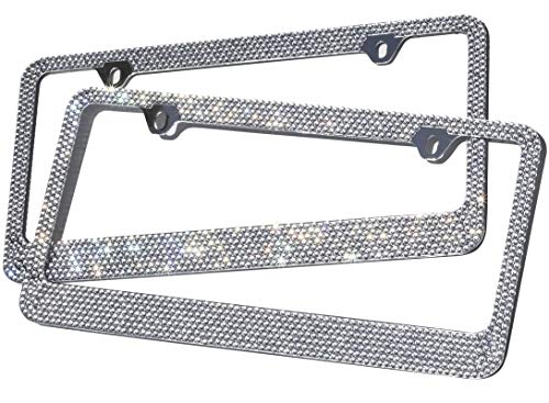 Product Cover Motorup America Diamond Bling License Plate Frame (Pack of 2) Best for Front & Rear - Auto Accessories Fits Select Vehicles Car Truck Van SUV Bumper Cover - Sparkly Glitter Rhinestone Cute Tag Holder