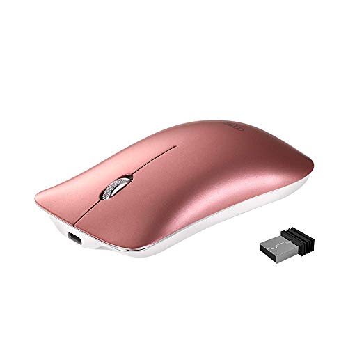 Product Cover INPHIC Wireless Mouse, Slim Silent Click Rechargeable 2.4G Cordless Mouse 1600DPI Travel Portable PC Computer Laptop Wireless Mice with USB Receiver for Windows Mac MacBook, Rose Gold