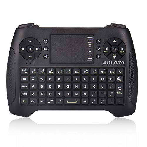 Product Cover Mini Wireless Keyboard, ADLOKO Mini Keyboard with Touchpad Mouse Combo Handheld Remote Control Rechargable Li-ion Battery for Smart TV, Android TV Box, HTPC, IPTV, Pi, PC, Pad