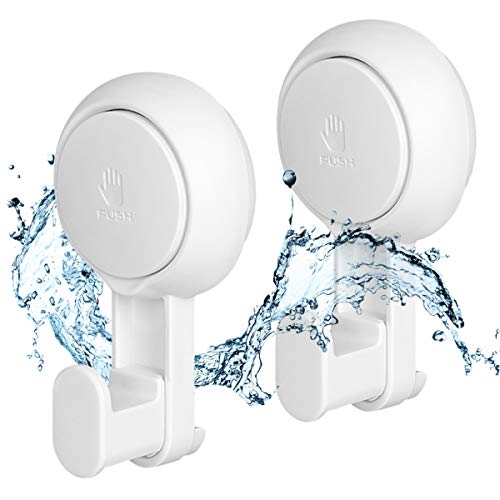 Product Cover Suction Cups Hooks for Shower Reusable Waterproof Utility Hooks(2 Pack) Heavy Duty Vacuum Suction Home Kitchen Bathroom Wall Hooks Hanger for Towel Loofah Cloth Key & Ceiling Hanger