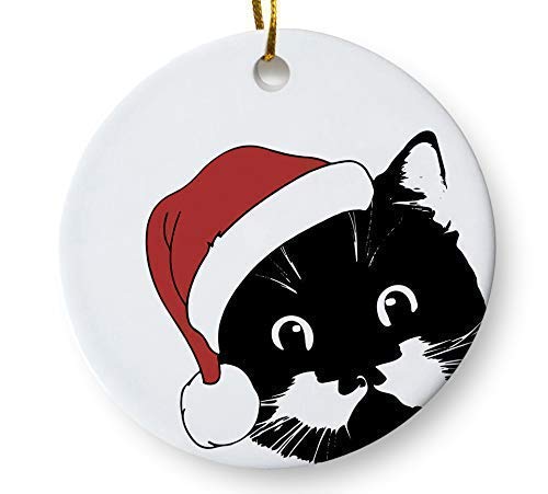 Product Cover Santa Cat Holiday Ornament, Christmas Cat Ornament, Cat Lover Christmas Ornament, 3