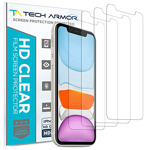 Product Cover Tech Armor HD Clear Plastic Film Screen Protector (NOT Glass) for New 2019 Apple iPhone 11 / iPhone Xr - Case-Friendly, Scratch Resistant, Haptic Touch Accurate [4-Pack]