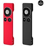 Product Cover Rukoy Protective Case for Apple TV 2 3 Remote Controller(2 Pack: Red+Black), Light Weight and Shock Proof Silicone Remote Case with Hand Strap