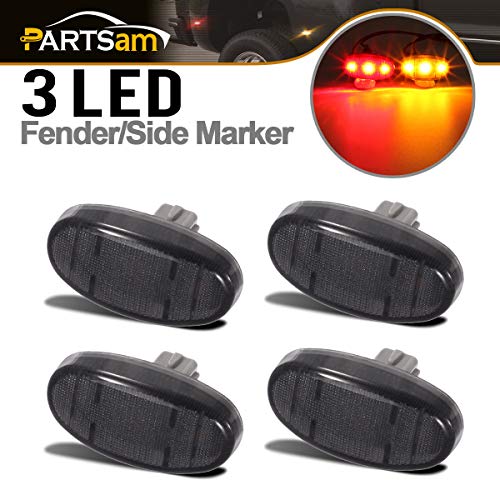 Product Cover Partsam Smoke Lens Dually Bed Front Rear Side Fender Marker LED Lights Aftermarket Replacement for Ford F350 F450 F550 11 12 13 14 15 16 2011 2012 2013 2014 2015 2016 Super Duty