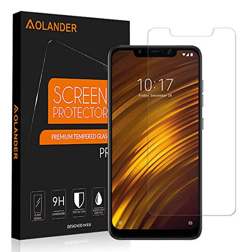 Product Cover [2 Pack] Aolander Xiaomi Pocophone F1 Screen Protector, Aolander[2.5D Round Edge] [9H Hardness] [High Definition] [Bubble Free] Tempered Glass Screen Protector for Xiaomi Pocophone F1