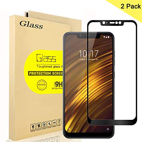 Product Cover [2-Pack] AOLANDER Xiaomi Pocophone F1 Screen Protector, [Anti-Scratch][Anti-Fingerprint][Bubble Free] Tempered Glass Screen Protector for Xiaomi Pocophone F1 (Black) (Black)