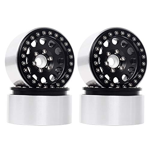 Product Cover INJORA 1.9 Beadlock Wheels Rims for 1/10 RC Crawler Axial SCX10 SCX10 II 90046 Traxxas TRX4 D90, 4Pcs/Set, Aluminum Alloy (Black)
