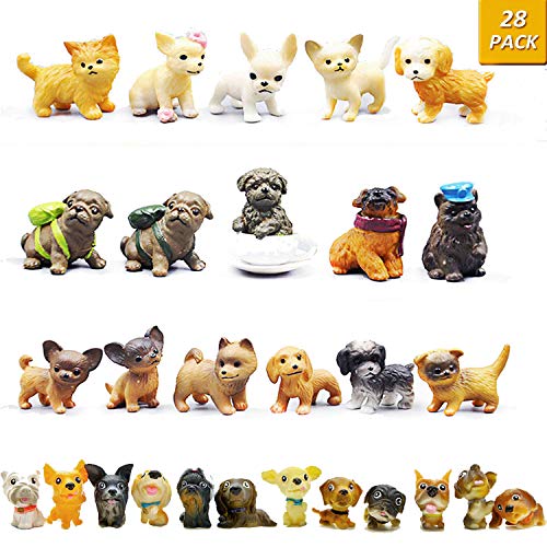Product Cover GuassLee Mini Plastic Puppy Dog Figurines for Kids - 28 Pack High Imitation Detailed Hand Painted Realistic Small Dog Figurines Toy Set