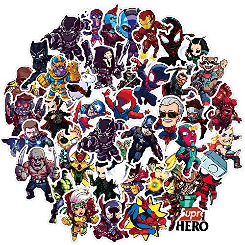 Product Cover AMAZINGSTICKERS Superheros Laptop Stickers(50 Pcs), Cool Cartoon Comics for Water Bottle Kids Teens
