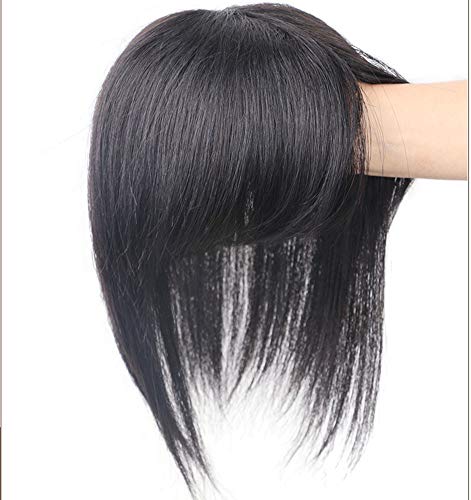 Product Cover LE BI YOU Various Length Real Human Hair Clip in Topper Top Hairpiece with Bangs for Women with Thin Hair with Bangs