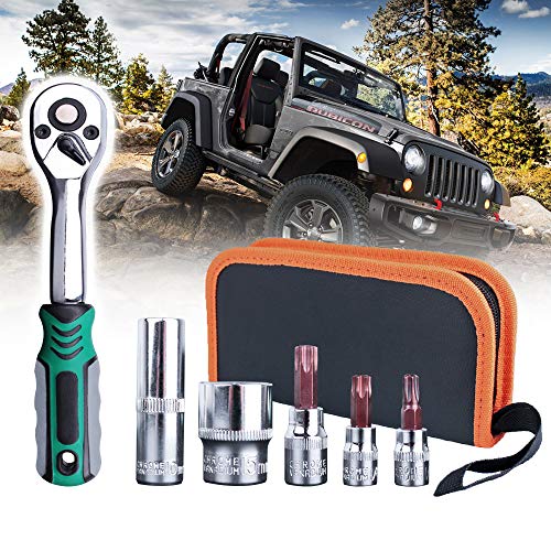 Product Cover Torx Tool Kit Replacement for 2007-2019 Jeep Wrangler JL JK 2-4 Doors Soft Top Hard Top Door Install Removal Tool Kit Replace 82214166AB 68361574AB