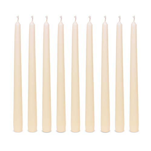 Product Cover Exquizite Ivory Taper Candles - 30 Pack Dripless Taper Candles - 10 inch Tall, 3/4 inch Thick - Clean Burning - Unscented for Centerpieces, Home Decor, Wedding Candles, Parties and Special Occasions