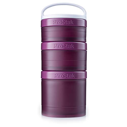 Product Cover BlenderBottle ProStak Twist n' Lock Storage Jars Expansion 3-Pak with Removable Handle, Plum